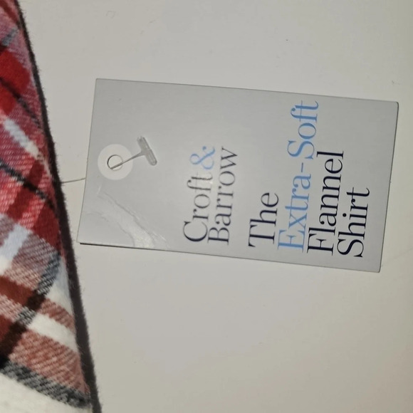 Red and Cream Plaid Flannel Shirt NWT - Picture 4 of 4